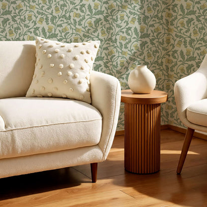 Nova Twisting Thistle Green Yellow Wallpaper