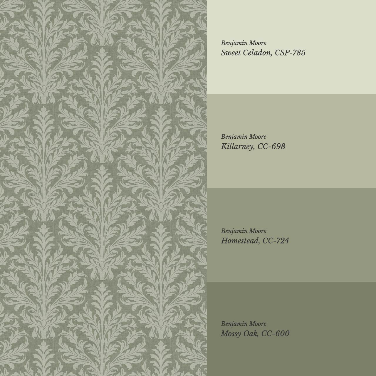 Novalie Diamond Damask Green Olive Wallpaper