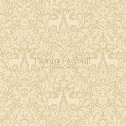 Nefeli Stags Damask Almond Gold Wallpaper