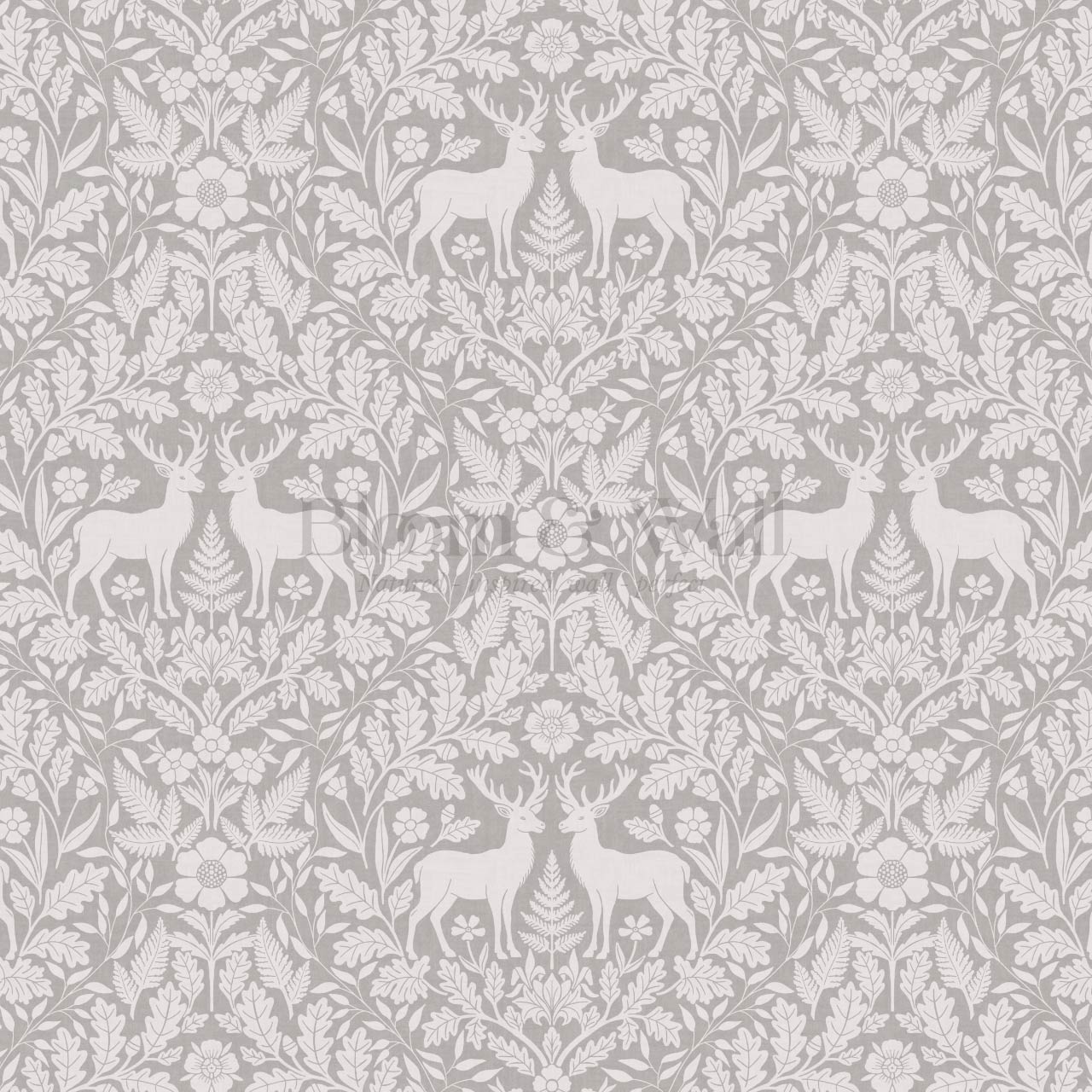 Nefeli Stags Damask French Gray Wallpaper
