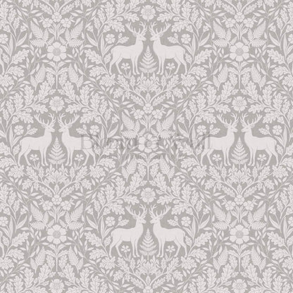 Nefeli Stags Damask French Gray Wallpaper
