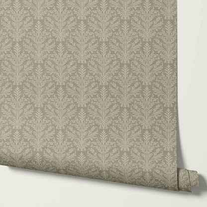 Novalie Diamond Damask Olive Stone Wallpaper