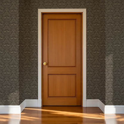 Nefeli Stags Damask Taupe Brown Wallpaper