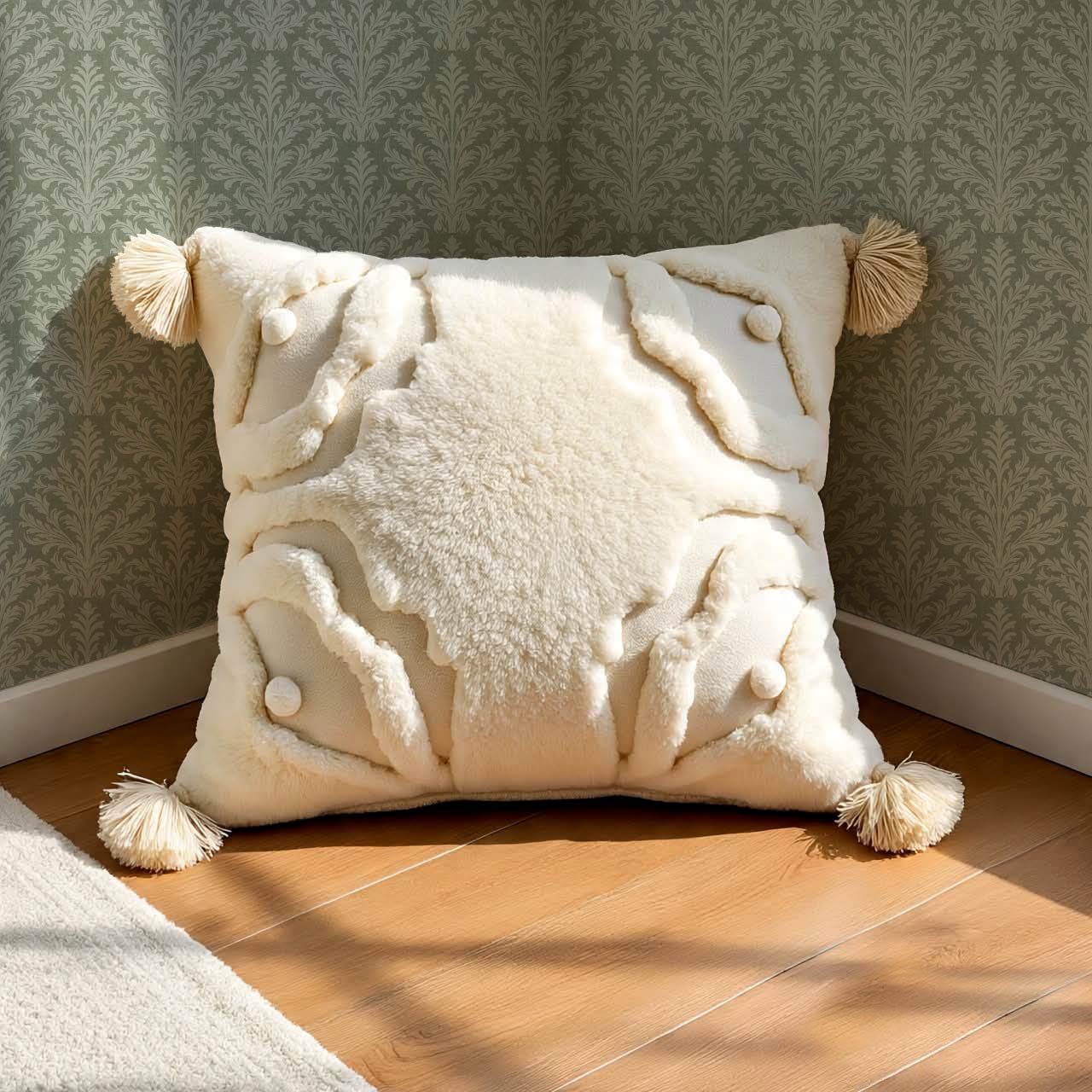 Novalie Diamond Damask Green Olive Wallpaper