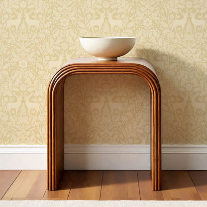 Nefeli Stags Damask Almond Gold Wallpaper