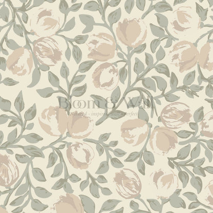 Novus Blooms Sage Bisque Wallpaper