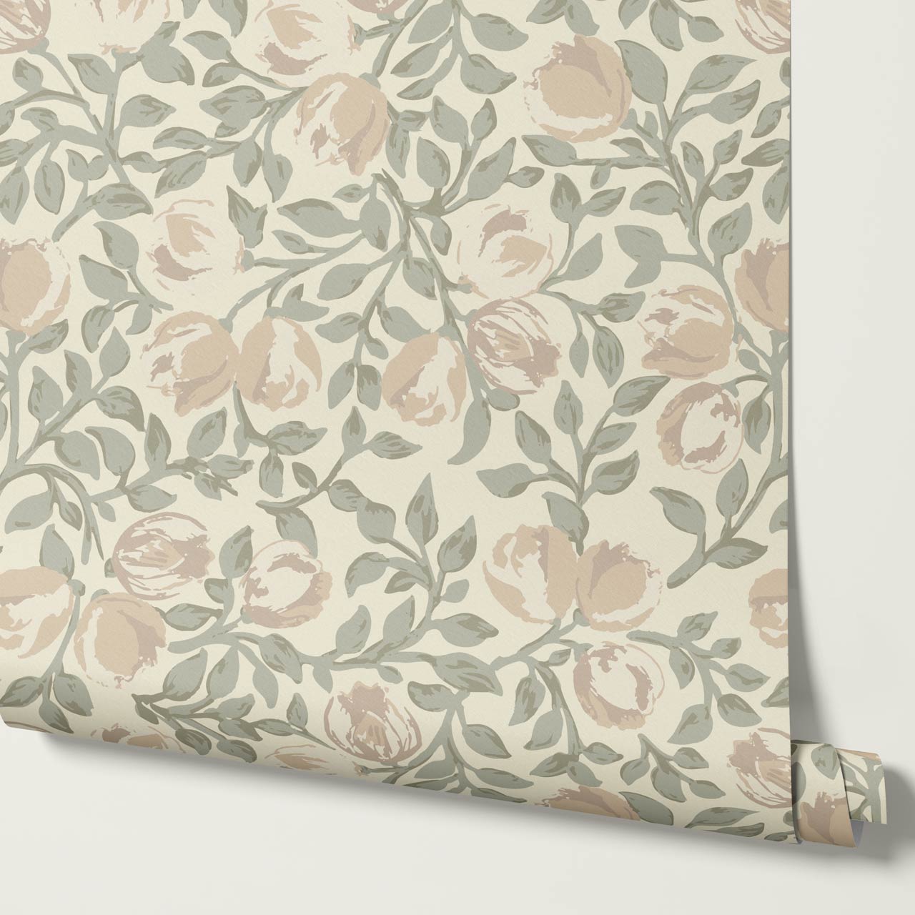 Novus Blooms Sage Bisque Wallpaper