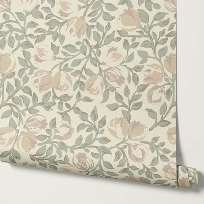 Novus Blooms Sage Bisque Wallpaper