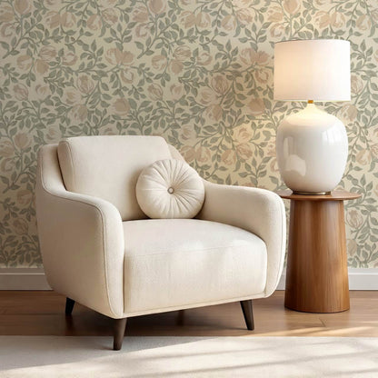 Novus Blooms Sage Bisque Wallpaper