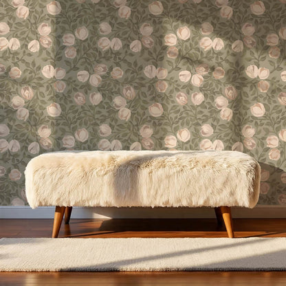 Novus Blooms Sage Cream Wallpaper