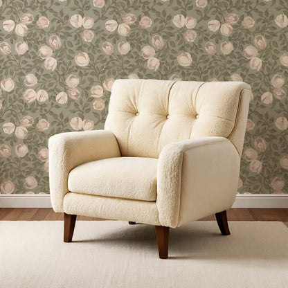 Novus Blooms Sage Cream Wallpaper