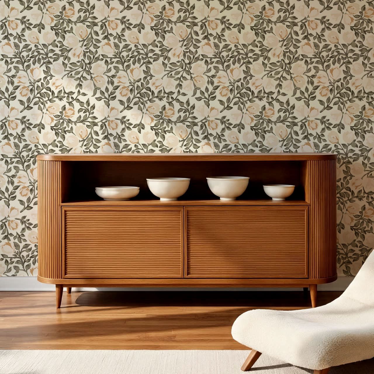 Novus Cream Blooms Wallpaper