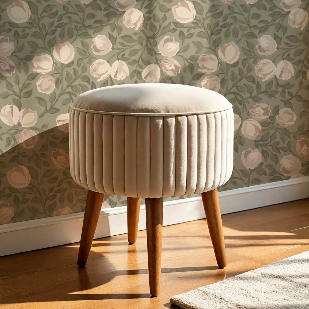 Novus Blooms Sage Cream Wallpaper