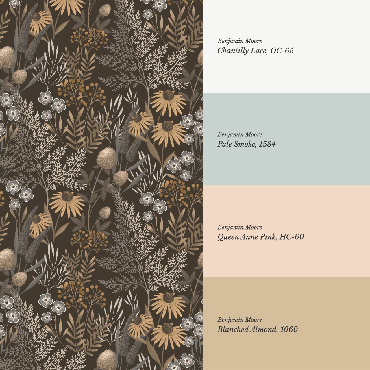 Nuria Wildflowers Earth Almond Wallpaper