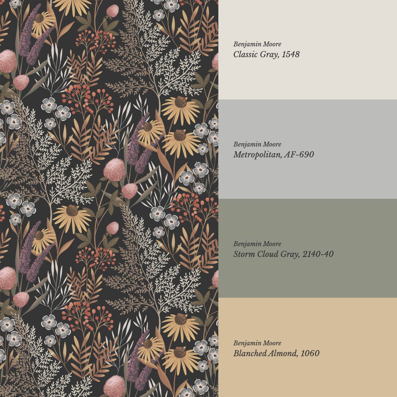 Nuria Wildflowers Earth Brown Wallpaper