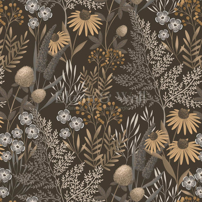 Nuria Wildflowers Earth Almond Wallpaper
