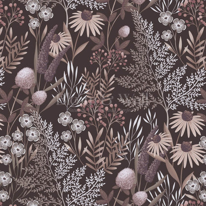 Nuria Wildflowers Plum Wine Wallpaper
