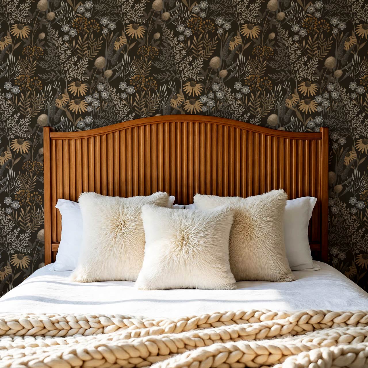 Nuria Wildflowers Earth Almond Wallpaper