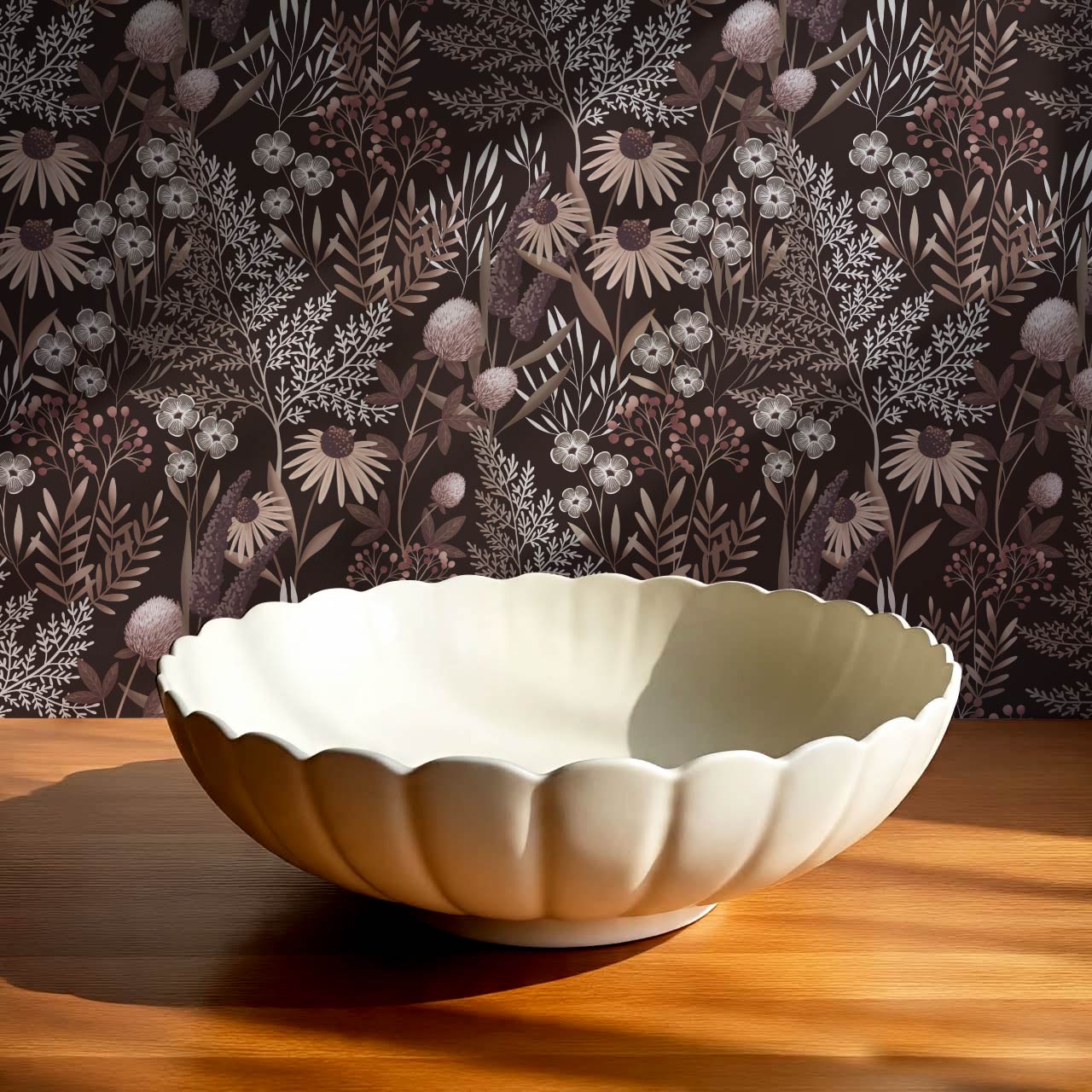Nuria Wildflowers Plum Wine Wallpaper