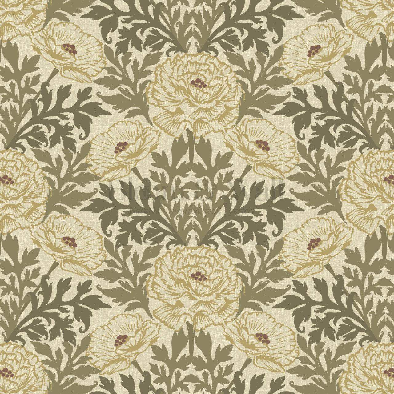 Nyla Blooming Garden Olive Gold Wallpaper