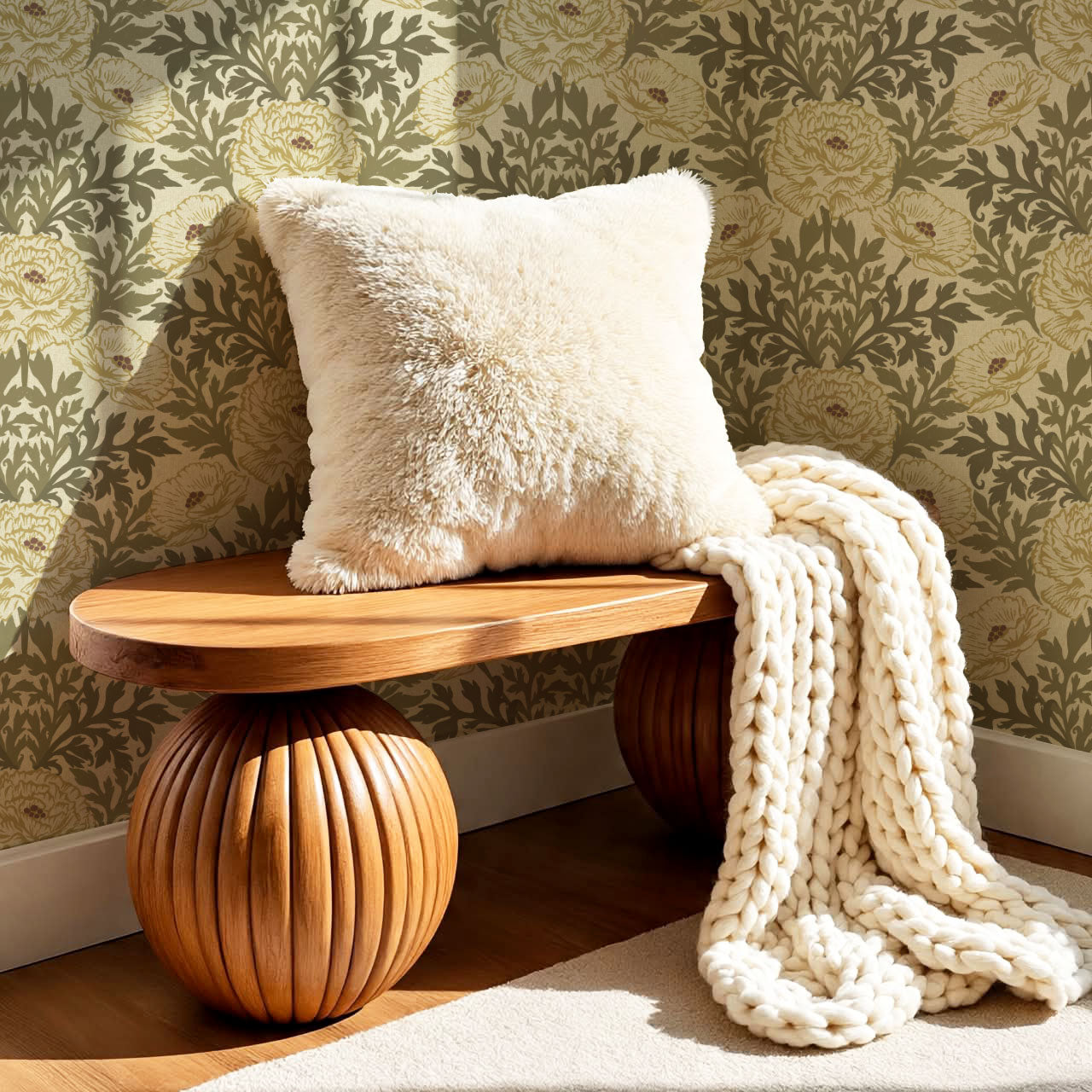 Nyla Blooming Garden Olive Gold Wallpaper