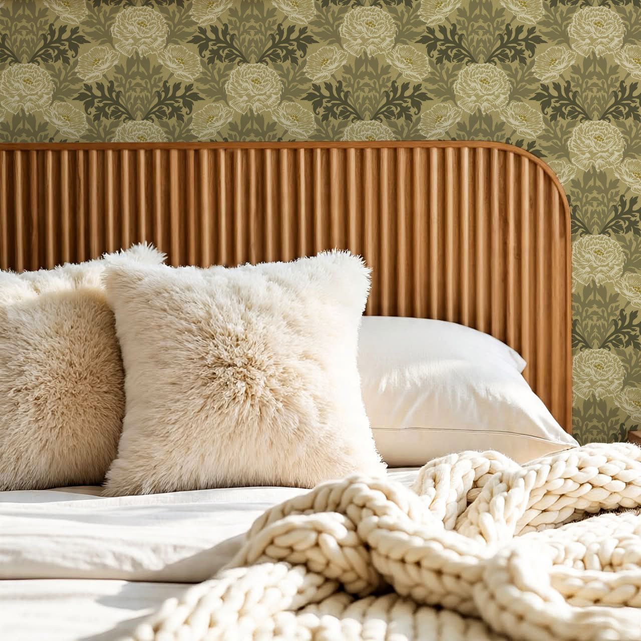 Nyla Blooming Garden Green Wallpaper