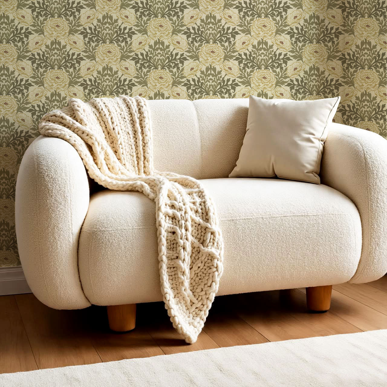 Nyla Blooming Garden Olive Gold Wallpaper