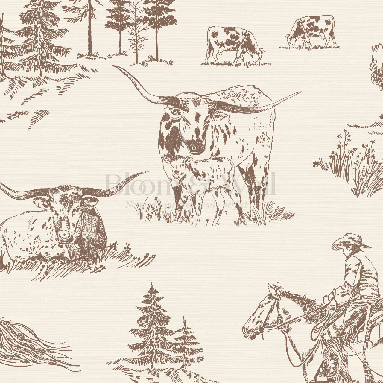 Oakley Cowboy Country Saddle Toile Wallpaper