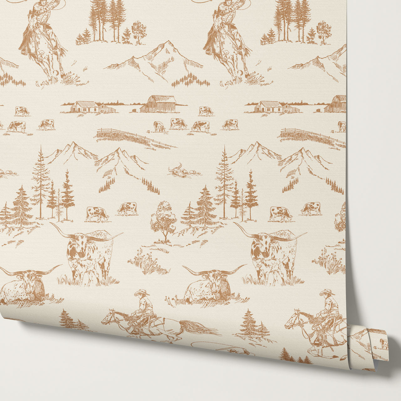 Oakley Cowboy Country Copper Toile Wallpaper