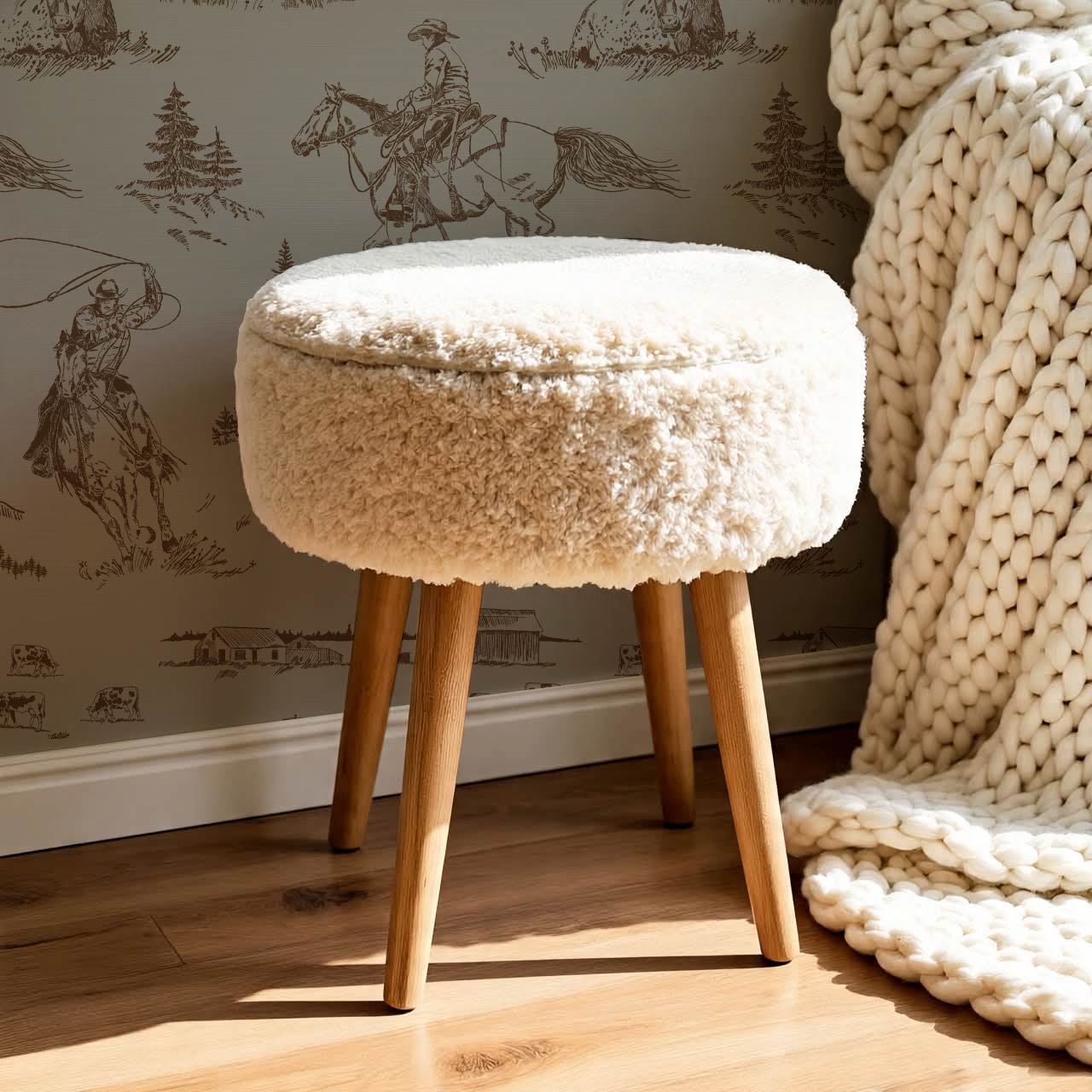 Oakley Cowboy Country Taupe Brown Toile Wallpaper