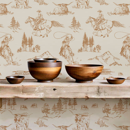 Oakley Cowboy Country Copper Toile Wallpaper