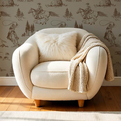Oakley Cowboy Country Taupe Brown Toile Wallpaper