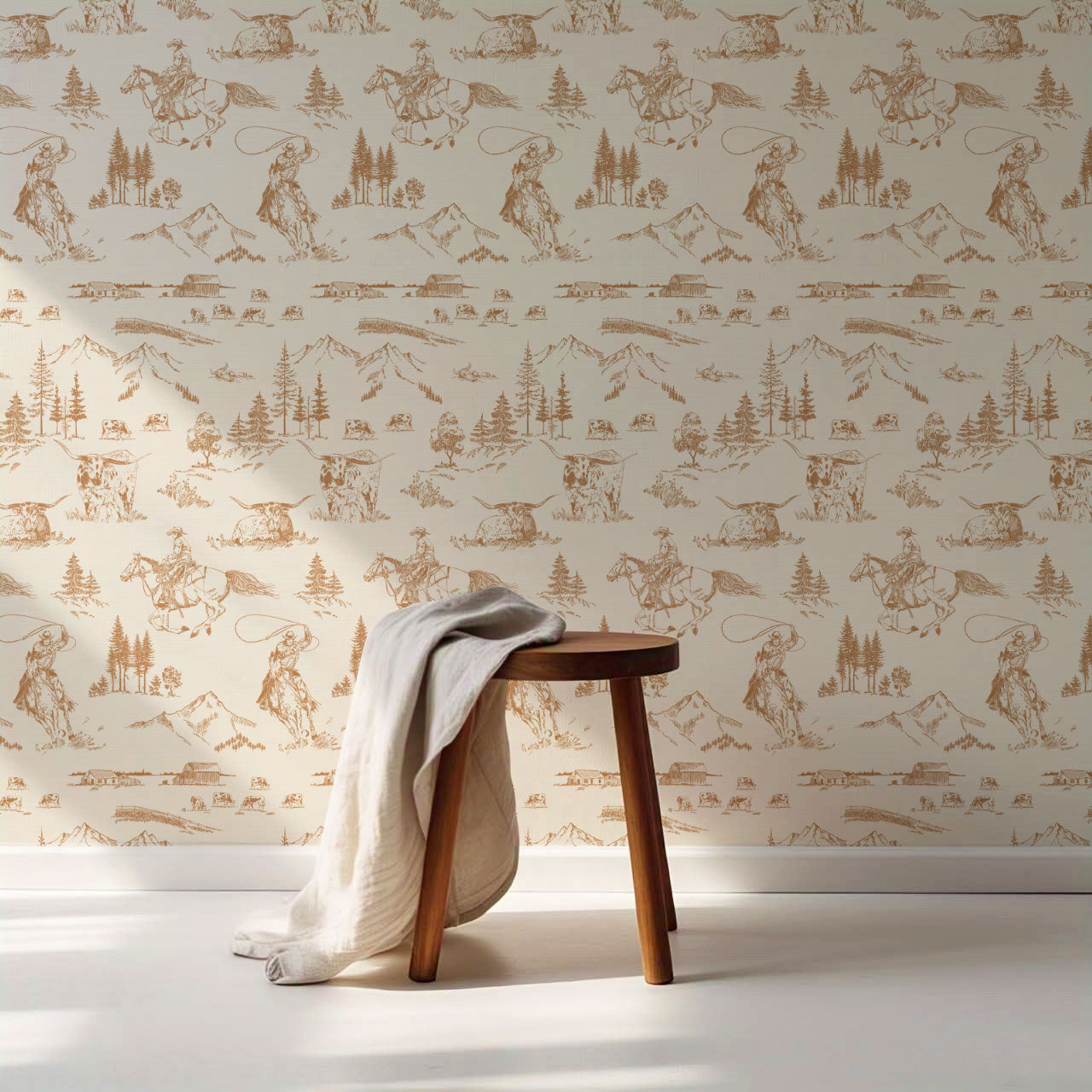 Oakley Cowboy Country Copper Toile Wallpaper