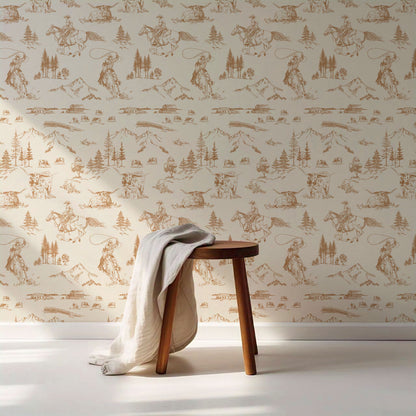 Oakley Cowboy Country Copper Toile Wallpaper