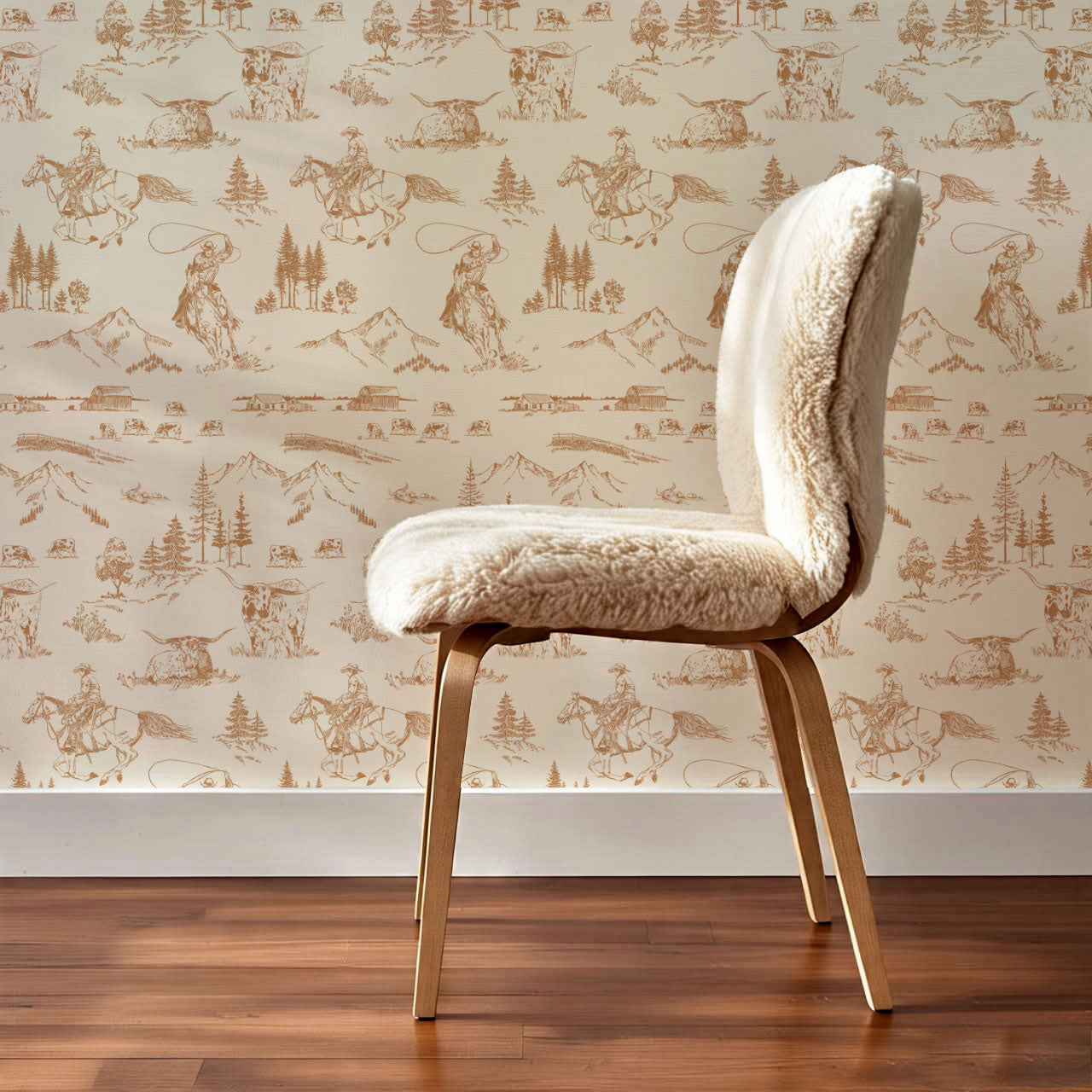 Oakley Cowboy Country Copper Toile Wallpaper