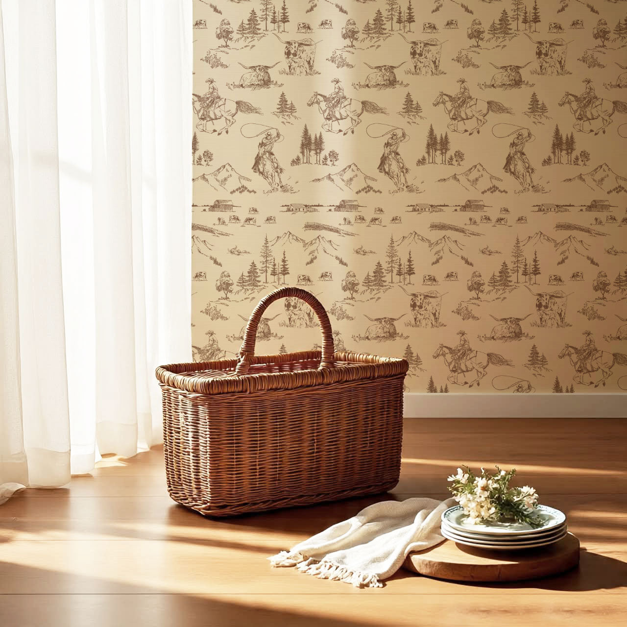 Oakley Cowboy Country Saddle Toile Wallpaper