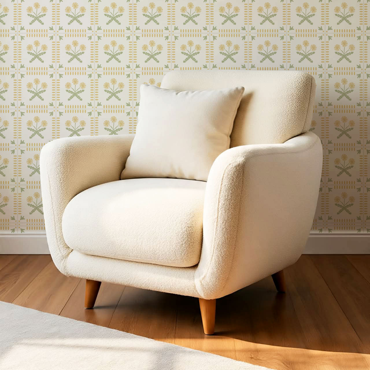 Octavie Dandelion Butter Cream Wallpaper