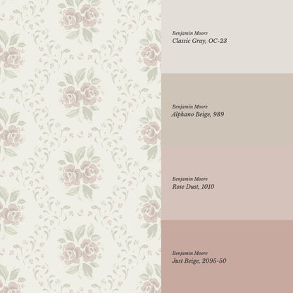 Odelia Large Bloomery Blush Cream Wallpaper