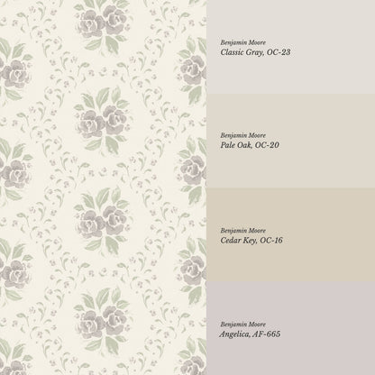 Odelia Large Bloomery Plum Cream Wallpaper