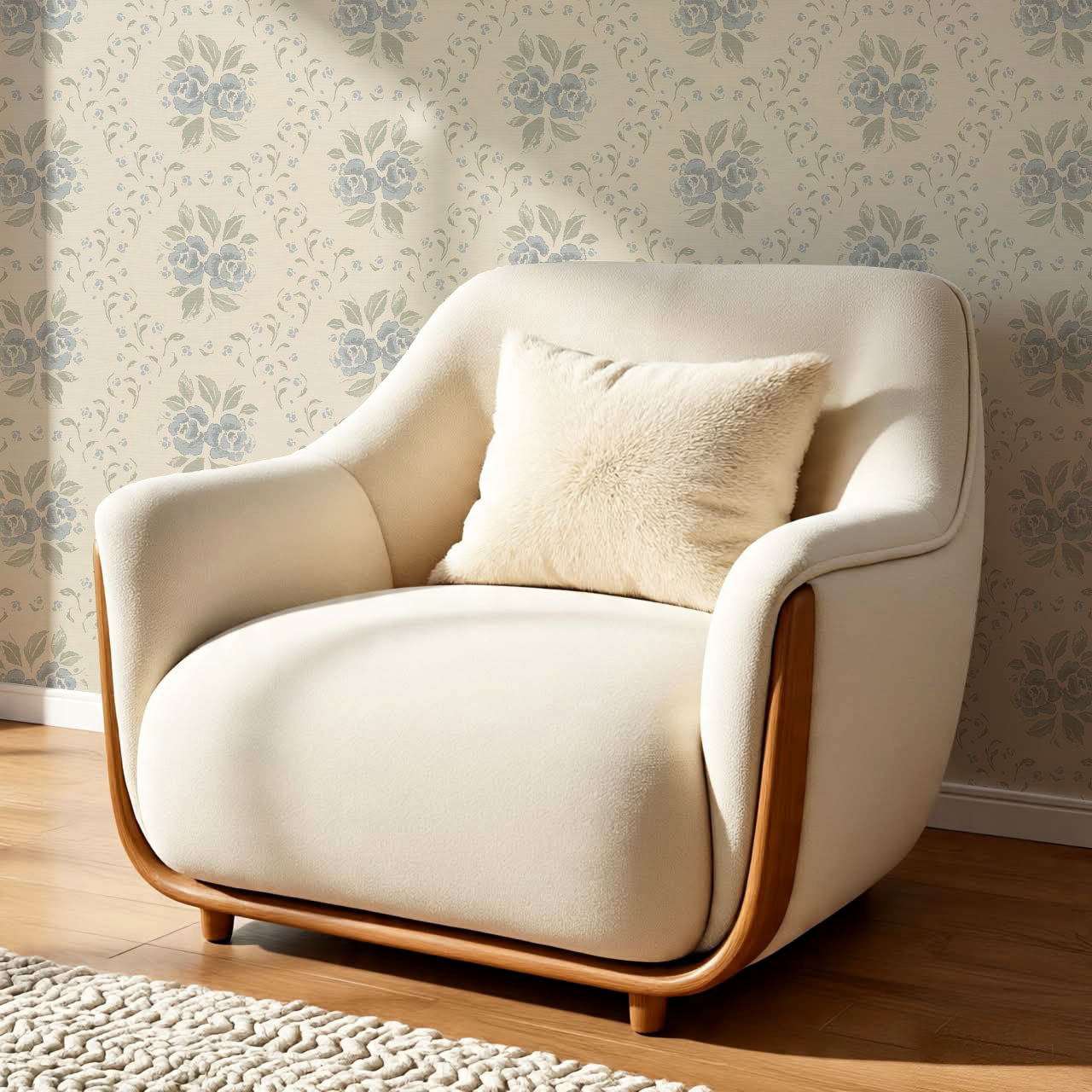 Odelia Large Bloomery Slate Beige Wallpaper