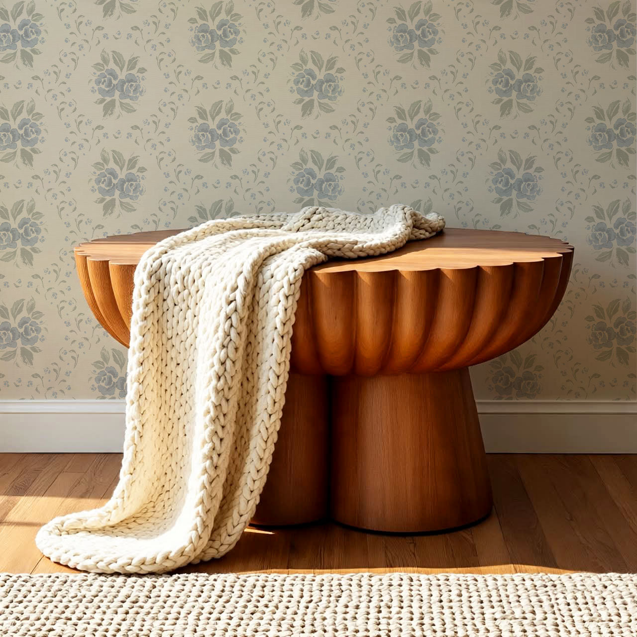 Odelia Large Bloomery Slate Beige Wallpaper