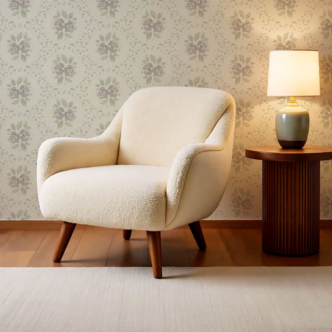 Odelia Large Bloomery Plum Cream Wallpaper