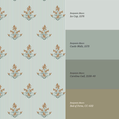 Odette Blooms Marigold Mint Wallpaper