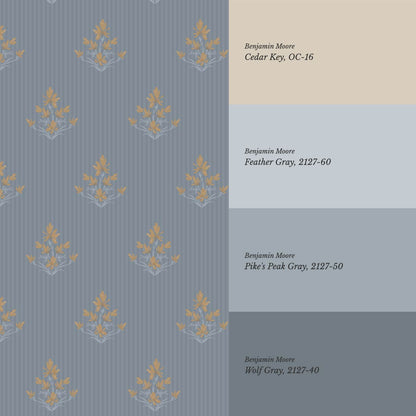 Odette Blooms Slate Blue Wallpaper