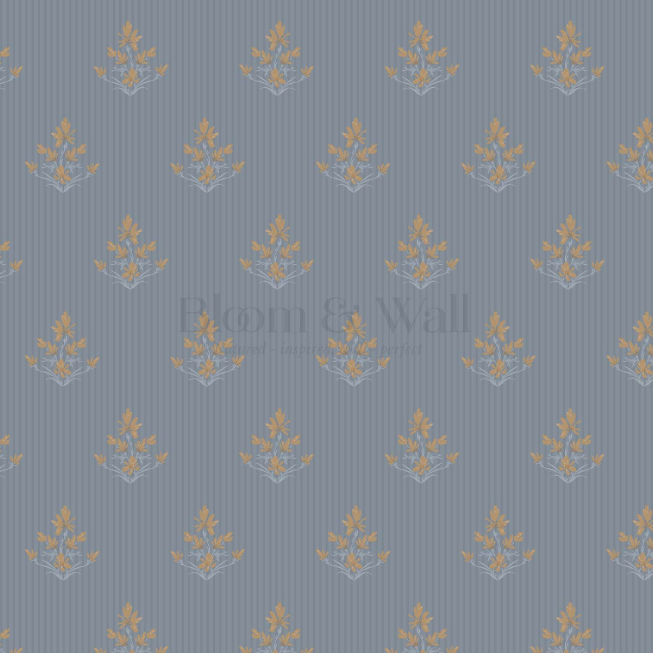 Odette Blooms Slate Blue Wallpaper