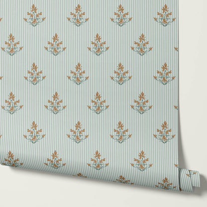 Odette Blooms Marigold Mint Wallpaper