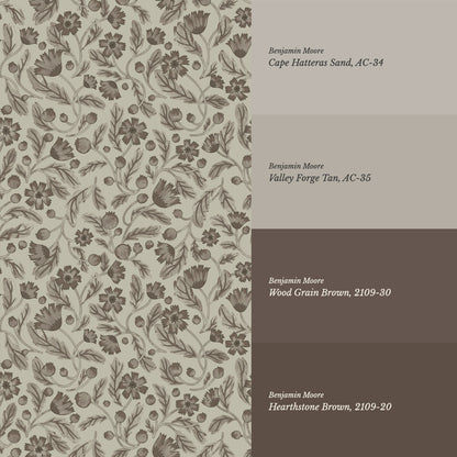 Odile Frenchie Blooms Taupe Smoke Wallpaper