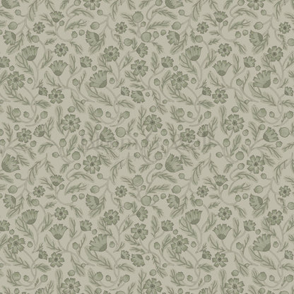Odile Frenchie Blooms Sage Wallpaper