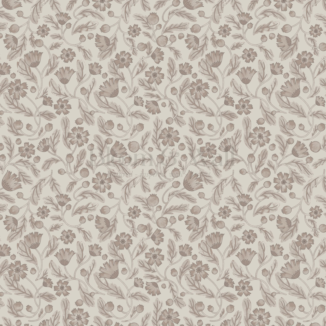 Odile Frenchie Blooms Tan Sand Wallpaper