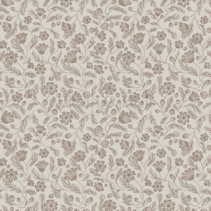 Odile Frenchie Blooms Tan Sand Wallpaper